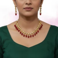 Royal Wine Drop Kundan Necklace Set