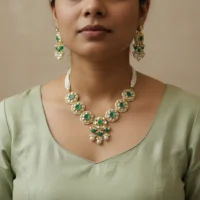 Royal Green Kundan Necklace Set
