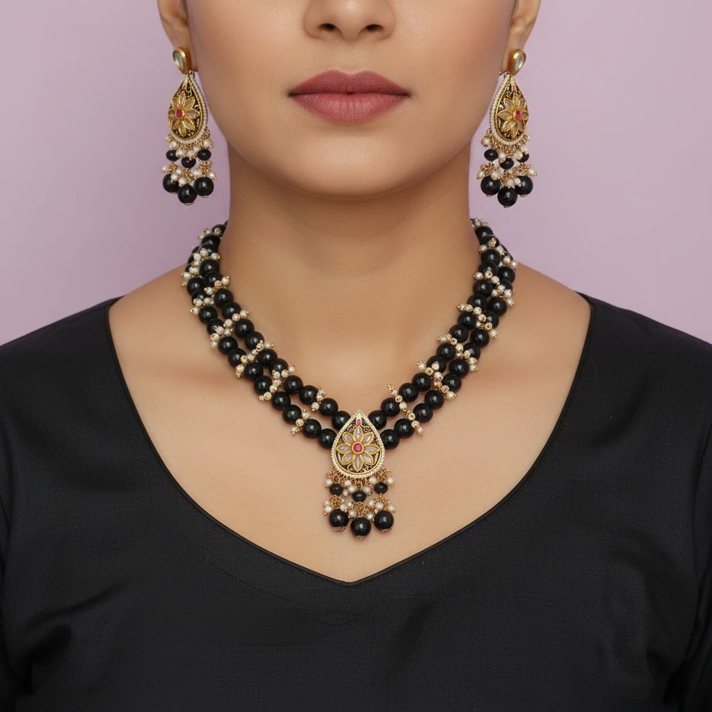 royal-black-beaded-kundan-necklace-set